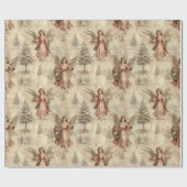 Klassiek Verouderde Engelse Kerst Patroon Cadeaupapier (Vlak)