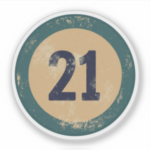 Klassiek versleten nummer 21 sticker