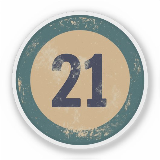 Klassiek versleten nummer 21 sticker (Voorkant)