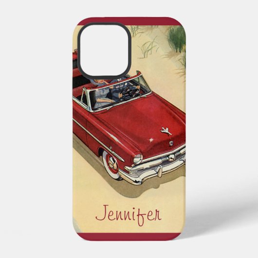 Klassiek Vervoer, Rode Open Auto Strand iPhone Hoesje (Achterkant)