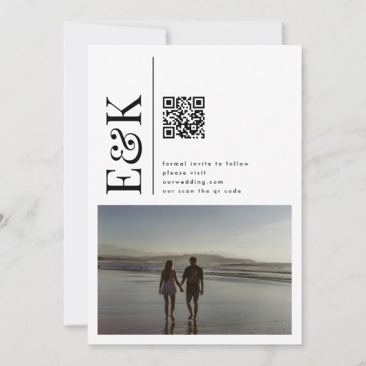 klassiek Vet Wit Multi Foto Aangepast Save The Date (Achterkant)