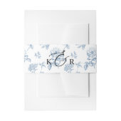 Klassiek Victoriaans Blauw Bloemen Huwelijk Monogr Uitnodigingen Wikkel (Voorkant Voorbeeld)