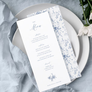 Klassiek Victoriaans Blauw Bloemstuk Bruiloft Tafe Menu