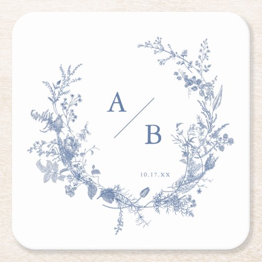 Klassiek Victoriaans Frans Trouw Monogram Kartonnen Onderzetters (Voorkant)