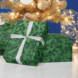 Klassiek Victoriaans groen bloemengestalte verjaar Cadeaupapier