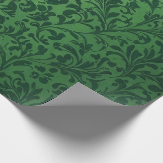 Klassiek Victoriaans groen bloemengestalte verjaar Cadeaupapier (Hoek)