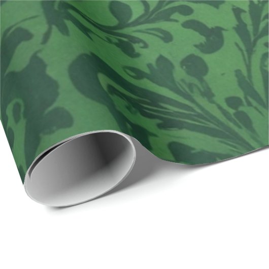 Klassiek Victoriaans groen bloemengestalte verjaar Cadeaupapier (Rol Hoek)