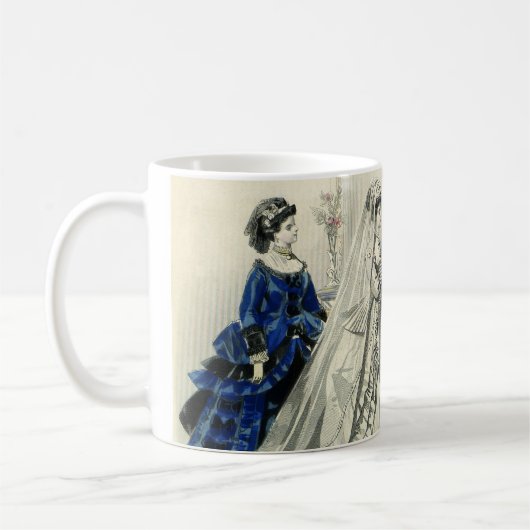 Klassiek Victoriaans Huwelijksfeest Bruidsportret Koffiemok (Links)