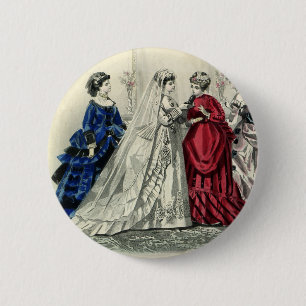 Klassiek Victoriaans Huwelijksfeest Bruidsportret Ronde Button 5,7 Cm
