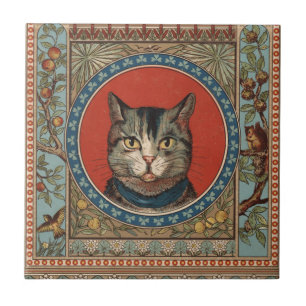 Klassiek Victoriaans kattenleven voor Kitty Cat Tegeltje