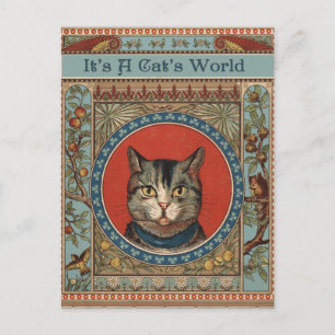 Klassiek Victoriaans kattenleven voor poesje Briefkaart