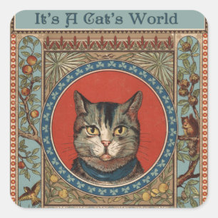 Klassiek Victoriaans kattenleven voor poesje klass Vierkante Sticker