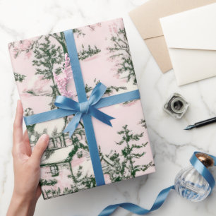Klassiek Victoriaans Kerst Toile Patroon  Cadeaupapier