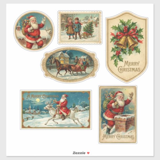 Klassiek Victoriaans Kerstfeest Sticker (Vel)