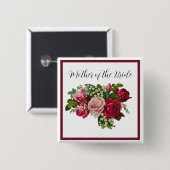 Klassiek Victoriaans Roos Lily Valley Moeder van d Vierkante Button 5,1 Cm (Voorkant /achterkant)