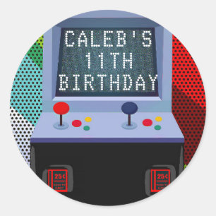 Klassiek Videospel Verjaardagsfeestje Favoriet Ronde Sticker
