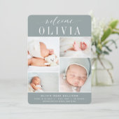 Klassiek vier | Foto Collage Birth Aankondiging (Staand voorkant)