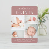 Klassiek vier | Foto Collage Birth Aankondiging (Staand voorkant)