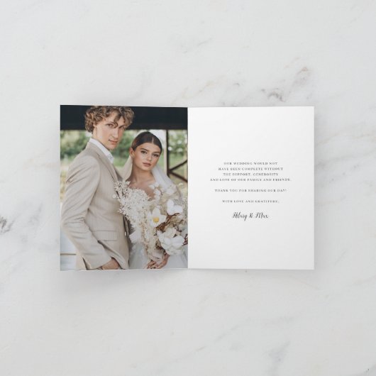 Klassiek vier | Multi Photo Wedding Folded Bedankkaart (Binnen)