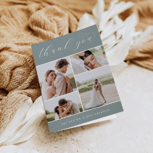 Klassiek vier Multi Photo Wedding Folded Bedankkaart