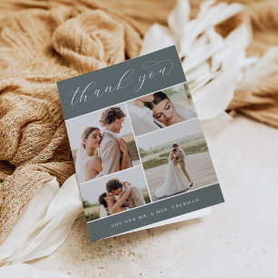 Klassiek vier   Multi Photo Wedding Folded Bedankkaart