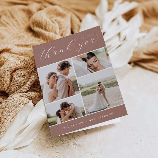 Klassiek vier | Multi Photo Wedding Folded Bedankkaart