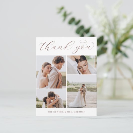 Klassiek vier | Multifoto Weddenschap Bedankt Post Briefkaart (Staand voorkant)