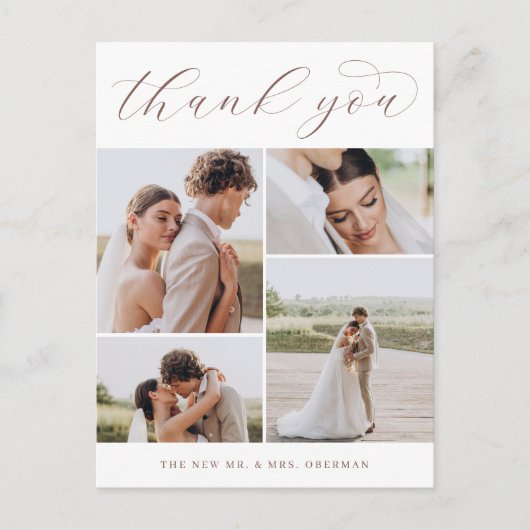 Klassiek vier | Multifoto Weddenschap Bedankt Post Briefkaart (Voorkant)