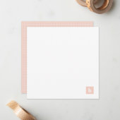 Klassiek vierkant monogram gepersonaliseerd pastst notitiekaartje (Voorkant / Achterkant in situ)