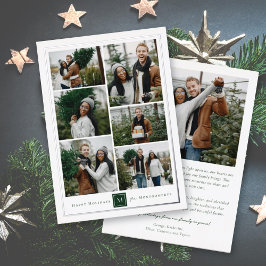 Klassiek vierkant monogram minimalistisch 6 fotoco folie feestdagenkaart