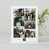 Klassiek vierkant monogram minimalistisch 6 fotoco folie feestdagenkaart (Staand Voorkant)