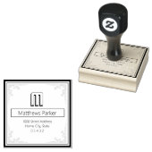 Klassiek vierkant monogram retouradres rubberstempel (Gestempeld)