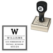 Klassiek vierkant monogram retouradres rubberstempel (Gestempeld)