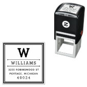 Klassiek vierkant monogram retouradres  zelfinktende stempel (In situ)