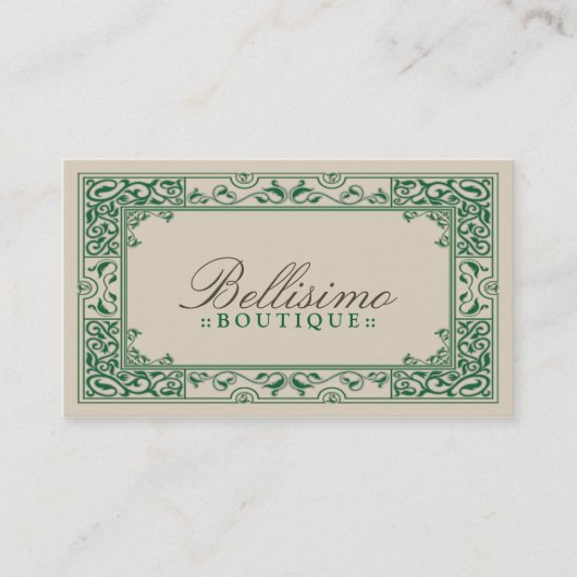 Klassiek Vignette Visitekaartje Design (groen) (Voorkant)