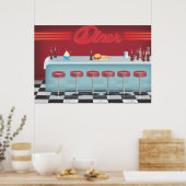 Klassiek Vintage All American Diner Poster (Keuken)