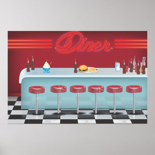 Klassiek Vintage All American Diner Poster (Voorkant)