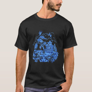 Klassiek Vintage Blauw Wilgen Porselein Design T-shirt
