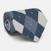 Klassiek Vintage Blauwe Argyle Schotse Ruit Stropdas (Opgerold)