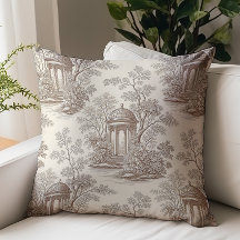 Klassiek Vintage Bruin Beige Toile de Jouy Patroon