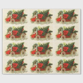 KLASSIEK, VINTAGE CARS, CHRISTMAS TREE EN Rood Cadeaupapier (Vlak)