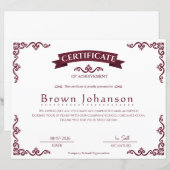 Klassiek Vintage Certificaat van Prestatie Elegant (Voorkant / Achterkant)
