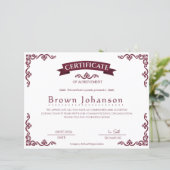 Klassiek Vintage Certificaat van Prestatie Elegant (Staand voorkant)