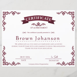 Klassiek Vintage Certificaat van Prestatie Elegant