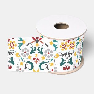 Klassiek Vintage Geometrisch Huwelijk Motief Grosgrain Lint