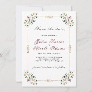 Klassiek Vintage Geometrisch Huwelijksmotief Save The Date