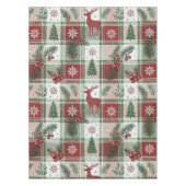 Klassiek Vintage Kerst Plaid & Hulst Patroon Tafelkleed (Voorkant)
