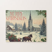 Klassiek/Vintage Kerstmis/Winter Legpuzzel (Horizontaal)