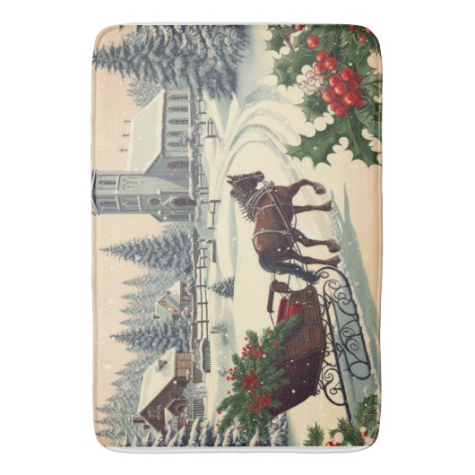 Klassiek/vintage kerstscène badmat (Voorkant Verticaal)