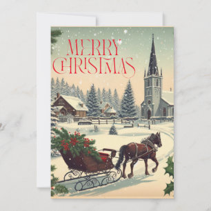 Klassiek/vintage kerstscène feestdagenkaart